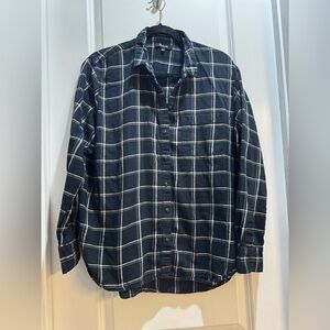 Madewell Black Plaid Button Down Shirt Long Sleeve Armpit To Armpit 25” Large